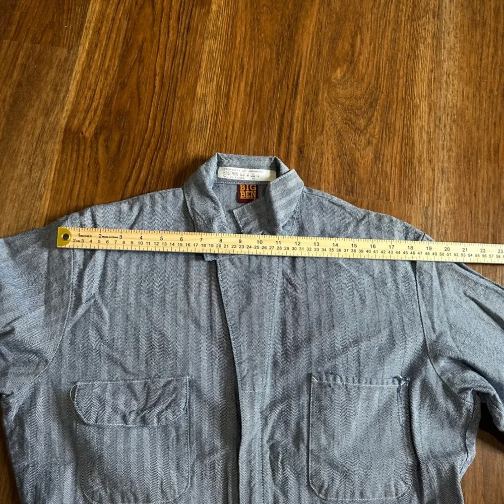 Big Ben Coveralls Mens 38 Blue Good Herringbone Vintage Workwear Boiler Suit